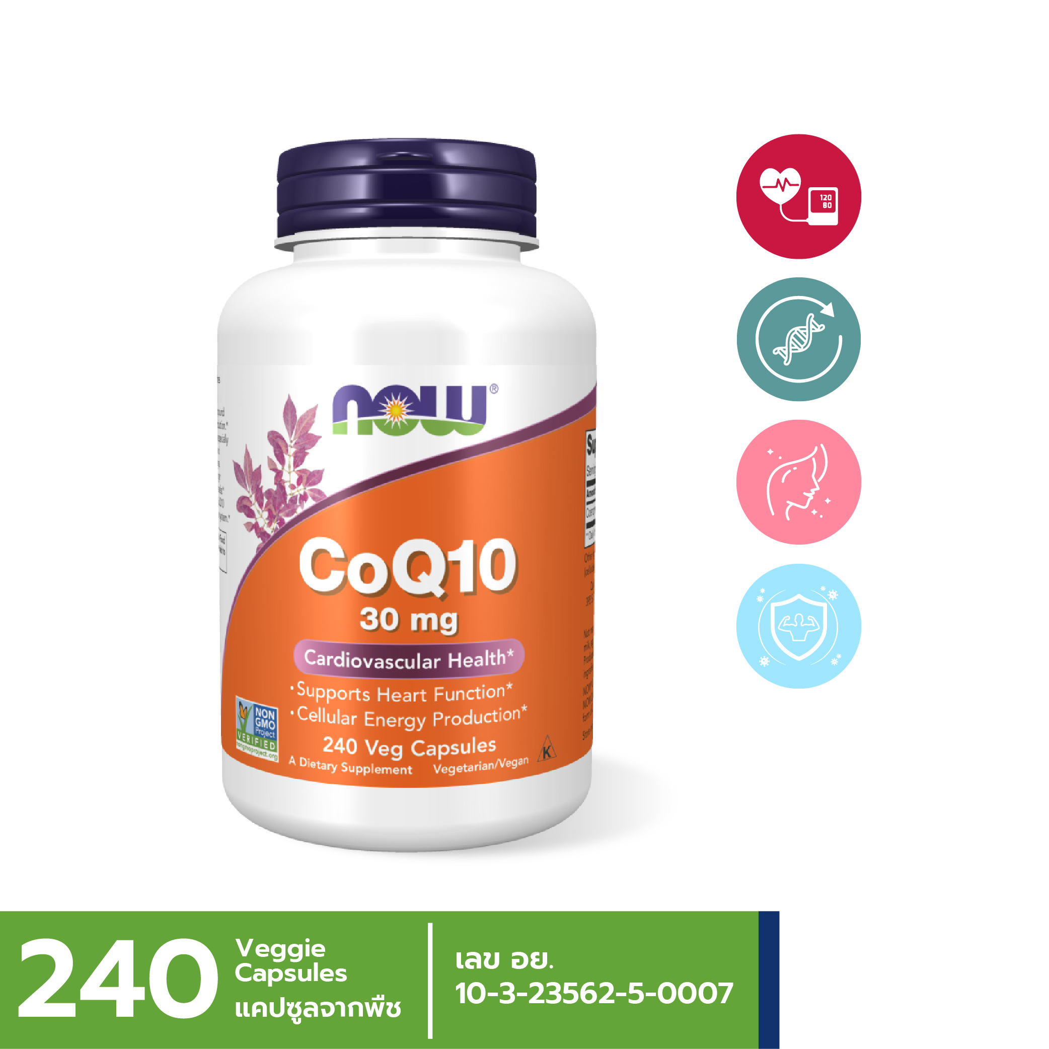 [กรอกโค้ด FEB80 ลดทันที 80.-] NOW CoQ10 30 mg (240 Veg Capsules)