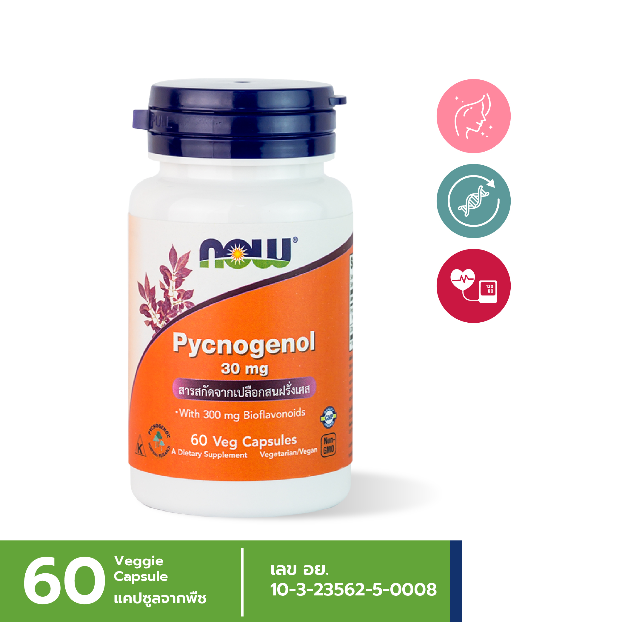 [ลูกค้าใหม่กรอก FORYOU89 ลดเลย 89.-] NOW Pycnogenol® 30 mg (60 Veg Capsule)