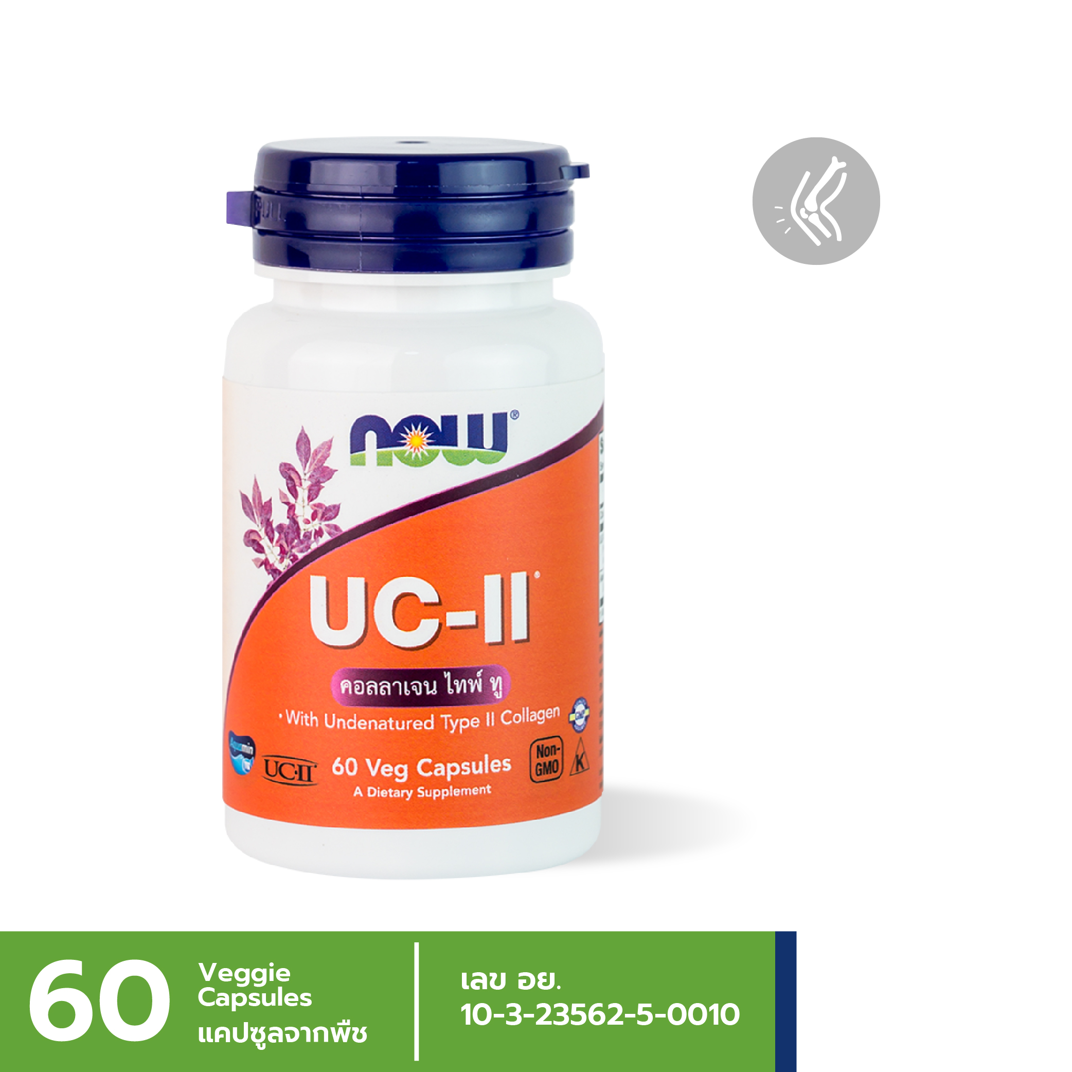 [กรอกโค้ด FEB80 ลดทันที 80.-] NOW UC-II® Type II Collagen 40 mg (60 Veg Capsule)