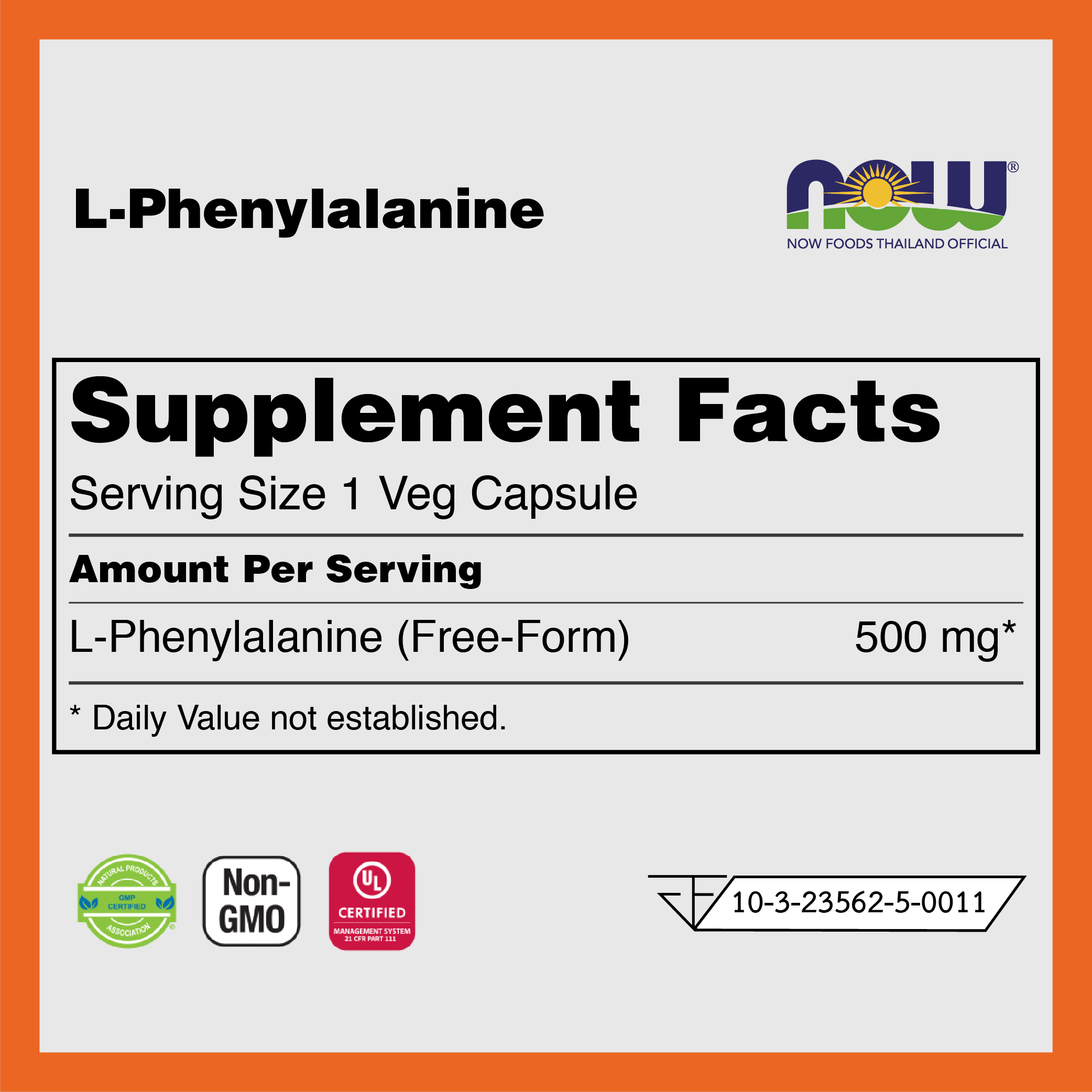 [ลูกค้าใหม่กรอก FORYOU89 ลดเลย 89.-] NOW L-Phenylalanine 500 mg (120 Veg Capsules)