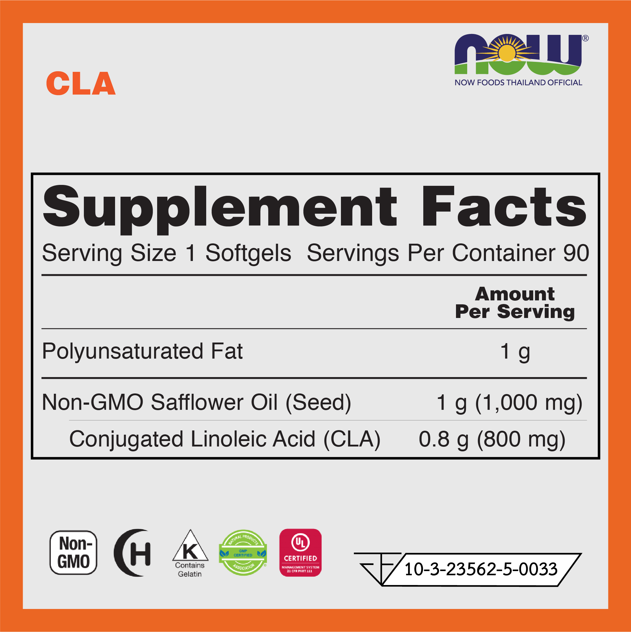 [กรอกโค้ด FEB80 ลดทันที 80.-] NOW CLA (Conjugated Linoleic Acid) 800 mg (90 Softgels)